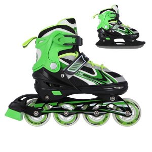 Αυξομειούμενα Πατίνια Roller NH 18188 Σετ 2 σε 1 Inline Skates Nils Extreme - Πράσινο - Medium (34-38)