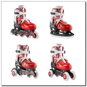 Αυξομειούμενα Πατίνια Roller INLINE/ICE-SKATES NILS EXTREME NH0320A 4 ΣΕ 1 Κόκκινο - MEDIUM (35-38) - σε 12 άτοκες δόσεις