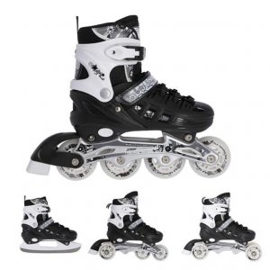 Αυξομειούμενα Πατίνια Roller NH 10905 ΣΕΤ 4 ΣΕ 1 INLINE SKATES NILS EXTREME ΜΑΥΡΟ -LARGE (39-42) - σε 12 άτοκες δόσεις