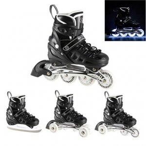 Αυξομειούμενα Roller NH 10905 ΣΕΤ 4 ΣΕ 1 INLINE SKATES NILS EXTREME Μαυρο LED-Large(39-42) - σε 12 άτοκες δόσεις