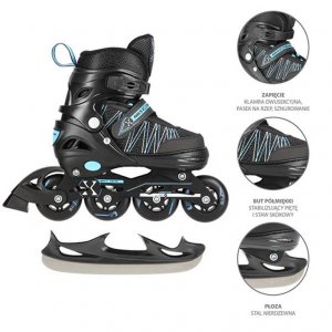 Αυξομειούμενα Roller NH11912 A 2σε1 Μαύρο/Μπλε Small(31-34) IN-LINE SKATES/HOCKEY ICE SKATES - σε 12 άτοκες δόσεις