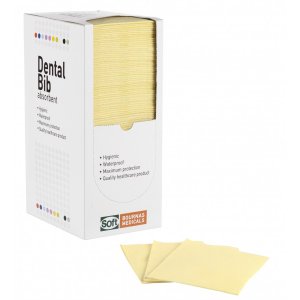 Οδοντιατρική πετσέτα Κίτρινη (500τμχ) 1ply χαρτί + 1ply πλαστικό - 33cm x 45cm - 108.082.Y