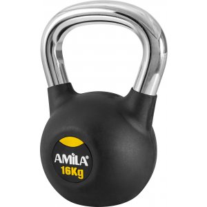 Kettlebell με επένδυση Λάστιχου και Λαβή Χρωμίου 16kg