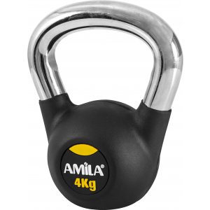 Kettlebell με επένδυση Λάστιχου και Λαβή Χρωμίου 4kg