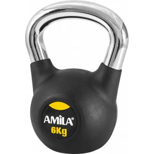 Kettlebell με επένδυση Λάστιχου και Λαβή Χρωμίου 6kg