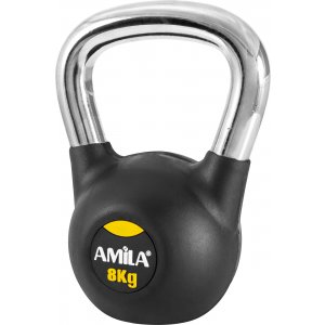 Kettlebell με επένδυση Λάστιχου και Λαβή Χρωμίου 8kg