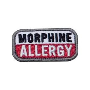 Mil-Spec Monkey Διακριτικό Κεντημένο Σήμα Morphine Allergy (Velcro) - Σε 12 άτοκες δόσεις